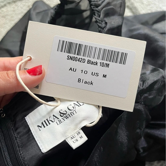 MIKA & GALA I’VE GOT SUNSHINE PUFF SLEEVE MINI DRESS BLACK Medium new - Picture 4 of 12